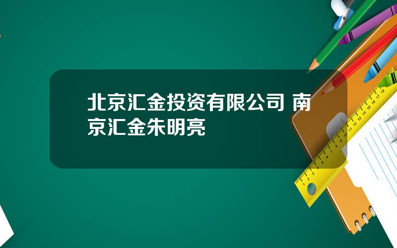 北京汇金投资有限公司 南京汇金朱明亮